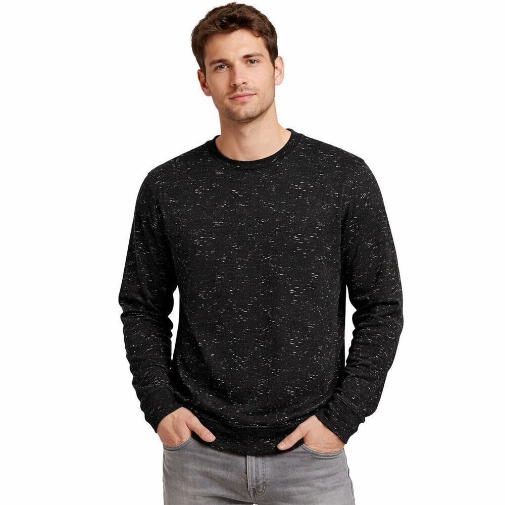 Calibrate Sweatshirt Mens Large Black Speckled Fleece Crew Neck Pullover Top